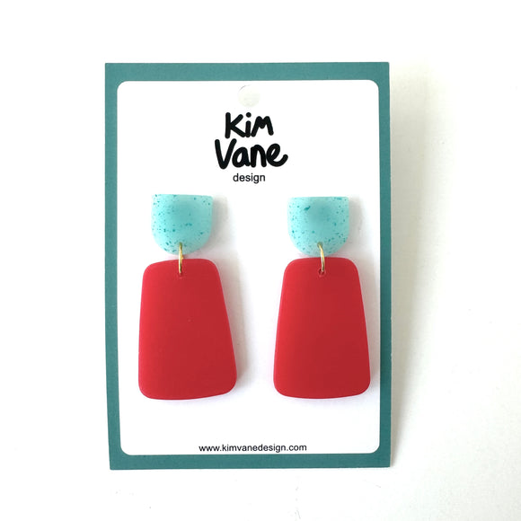 Oorbellen Anne Turkoois Rood