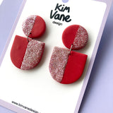 Aline Oorbellen Rood Roze Glitter