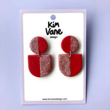 Aline Oorbellen Rood Roze Glitter